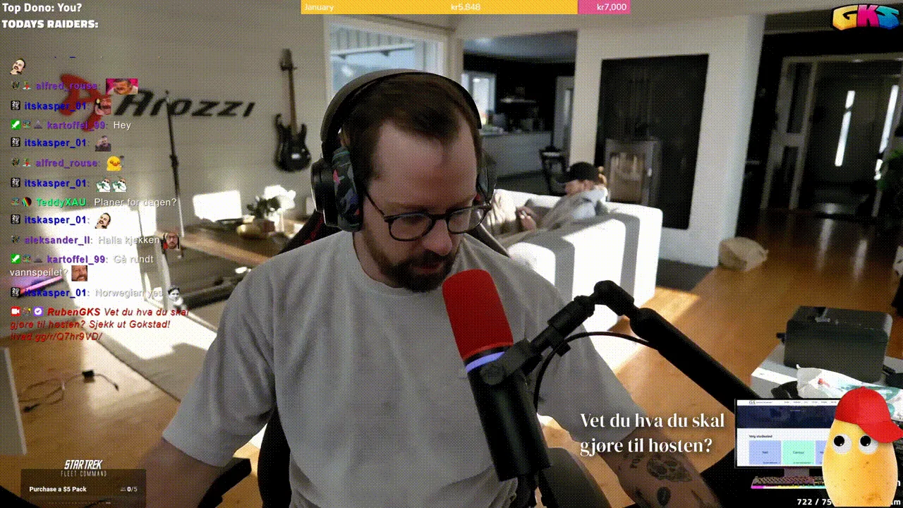 RubenGKS live at his desk with a Gokstad Akademiet overlay in the lower right asking what you will do this autumn