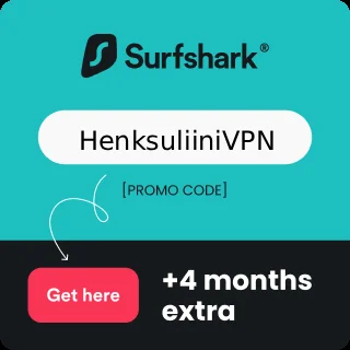 Surfshark code panel for the creator Henksuliini, offering 4 months extra