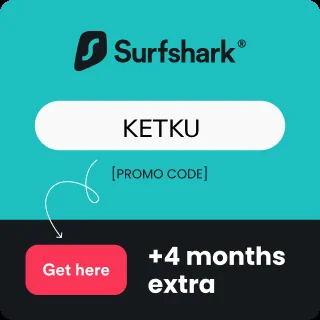 Surfshark code panel for the creator KETKU, offering 4 months extra
