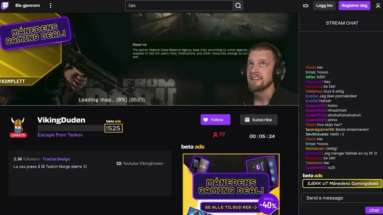 Komplett-overlay i en Twitch-sending