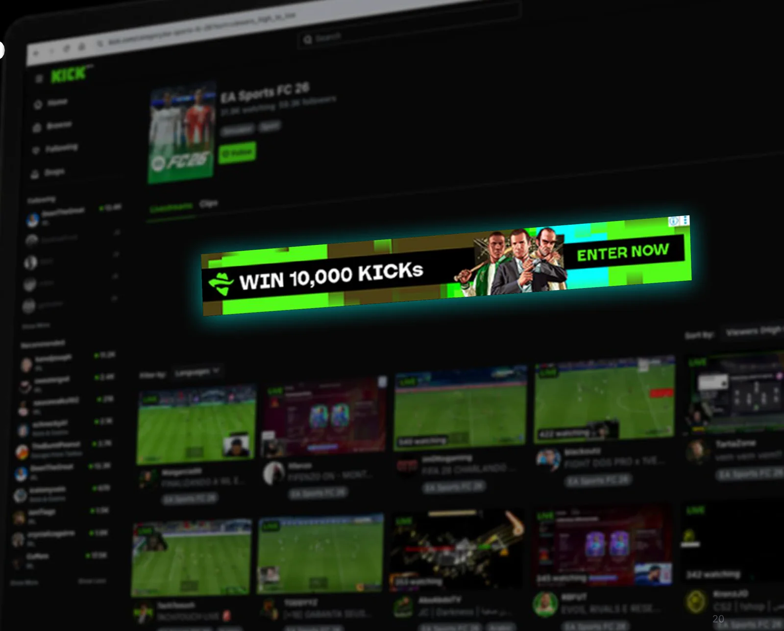 Kicks egen skitse: et banner over toppen af kategorisiden for EA Sports FC 26